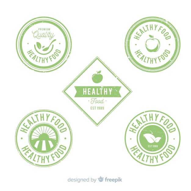 Vintage healthy food logo set