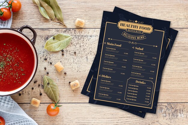 Vintage healthy food menu template