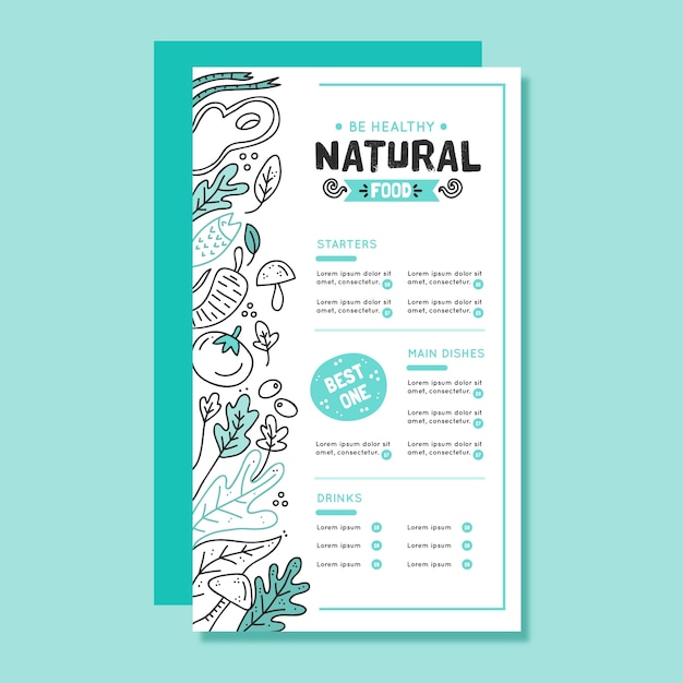 Vintage healthy food menu template