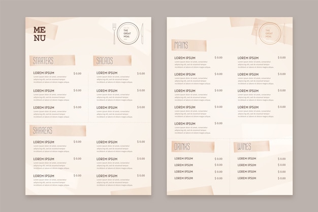 Free vector vintage healthy food restaurant menu template