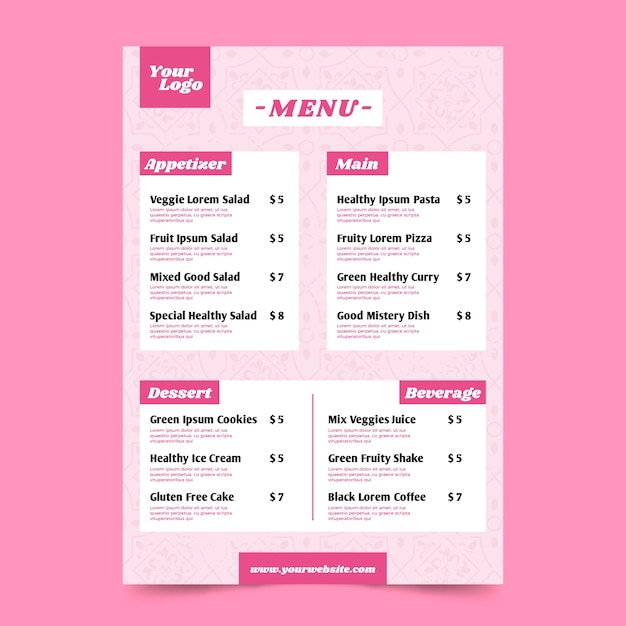 Vintage healthy food restaurant menu template