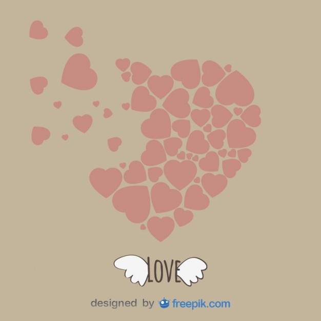 Free vector vintage heart shape and wings template design