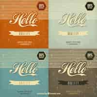 Free vector vintage hello labels