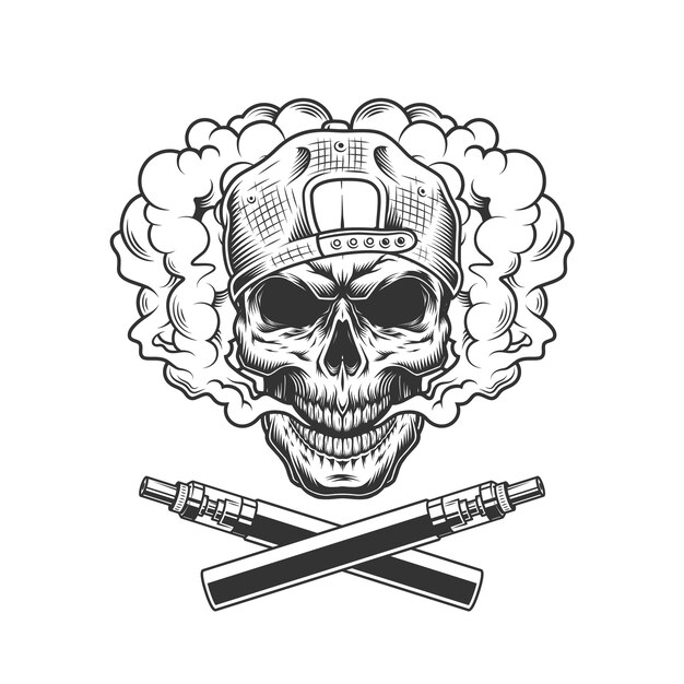 vintage hipster skull wearing cap