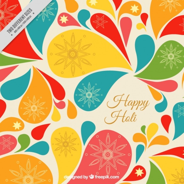 Free vector vintage holi festival colored background of abstract shapes