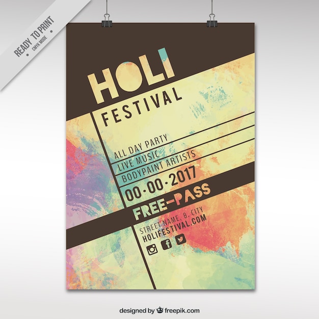 Vintage holi festival poster