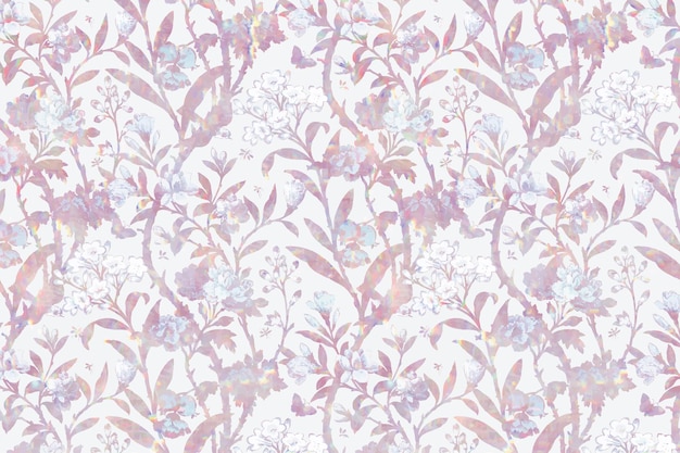 Vintage holographic flora  pattern remix from artwork by William Morris