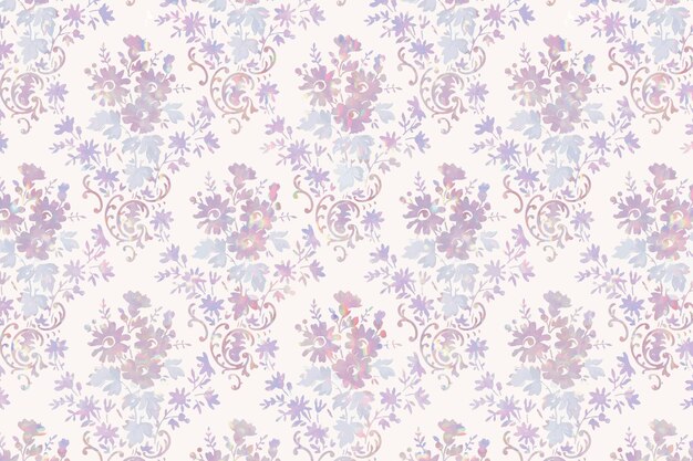 Vintage holographic flora vector pattern remix from artwork by William Morris