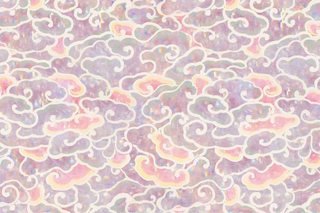 Vintage holographic nature vector pattern  remix from artwork by william morris