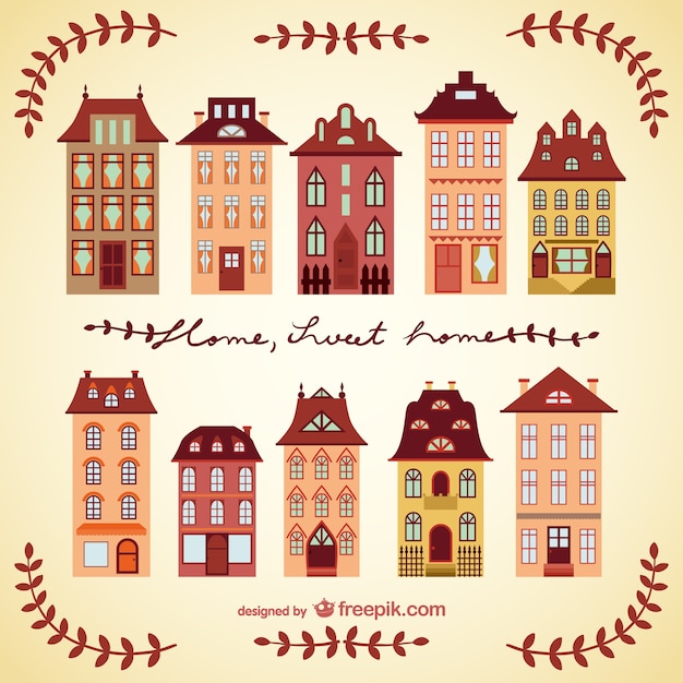 Free vector vintage houses