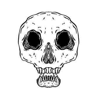 Vintage human skull old school tattoo vector illustration