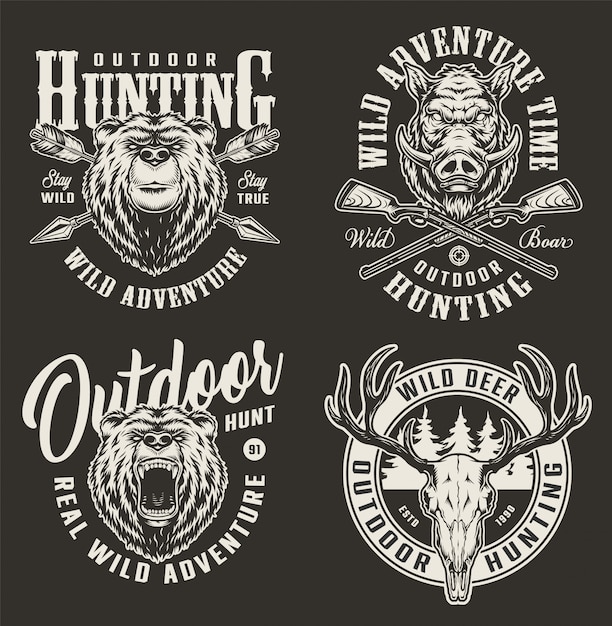 Free vector vintage hunting labels