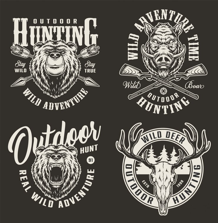 Free Vector vintage hunting labels