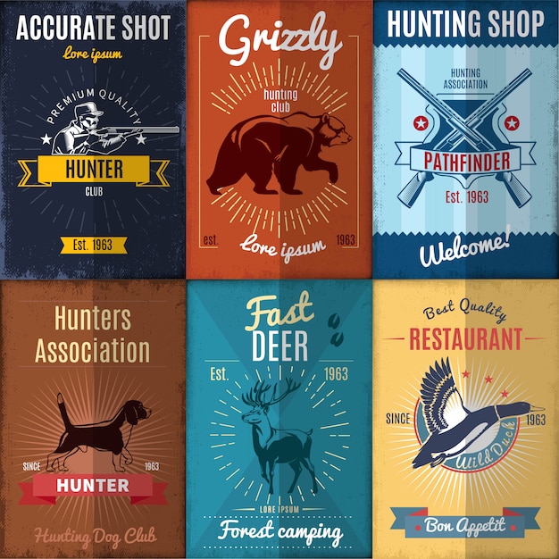 Free vector vintage hunting posters collection