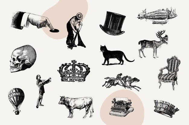 vintage icon set