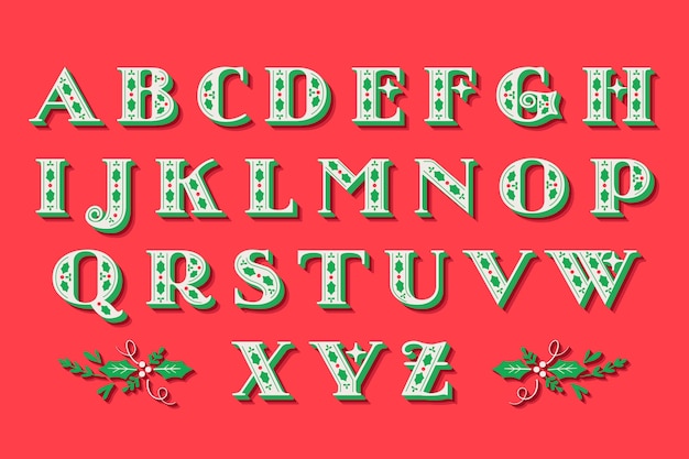 Free vector vintage illustration christmas alphabet