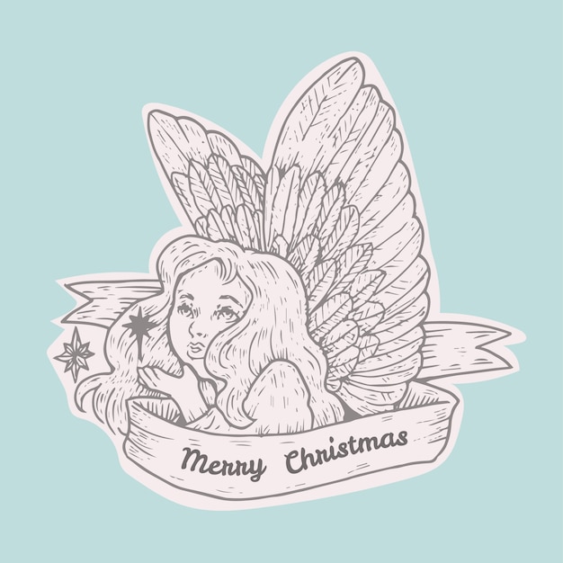 Free vector vintage illustration christmas angel