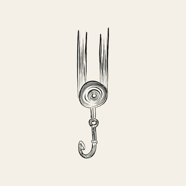 Vintage illustration of a fishing hook