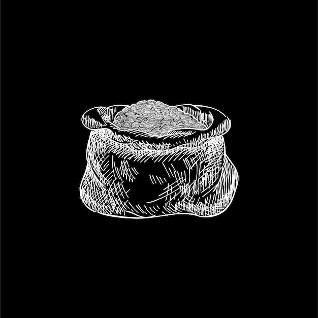 Бесплатное векторное изображение Урожай иллюстрации мешок кофе в зернах