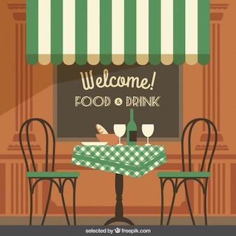 カフェテラスのヴィンテージイラスト 無料のベクター カフェテラスのヴィンテージイラスト 無料のベクター