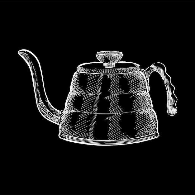 Illustrazione d'epoca di un bollitore per il tè