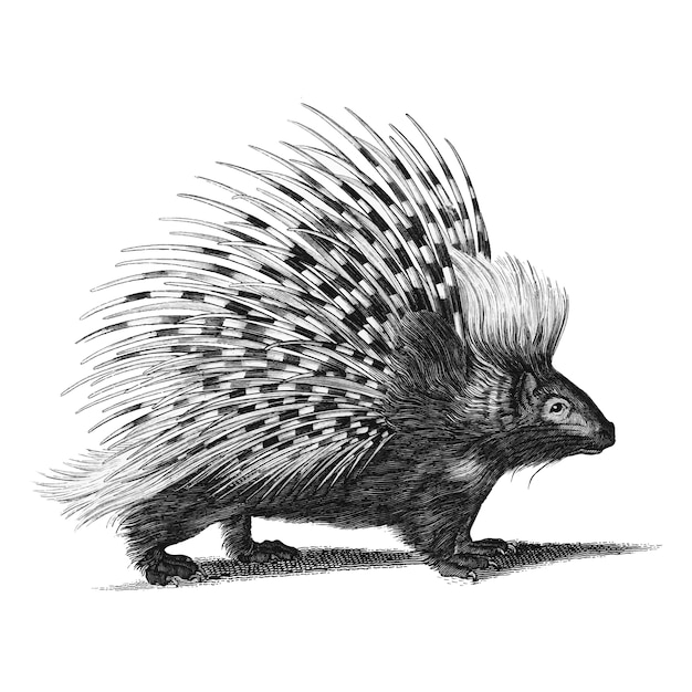 Free vector vintage illustrations of porcupine