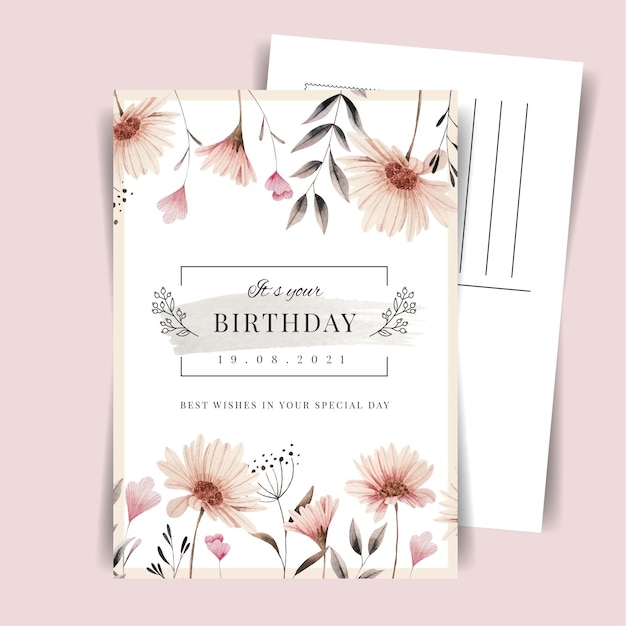 Free vector vintage indah birthday postcard template