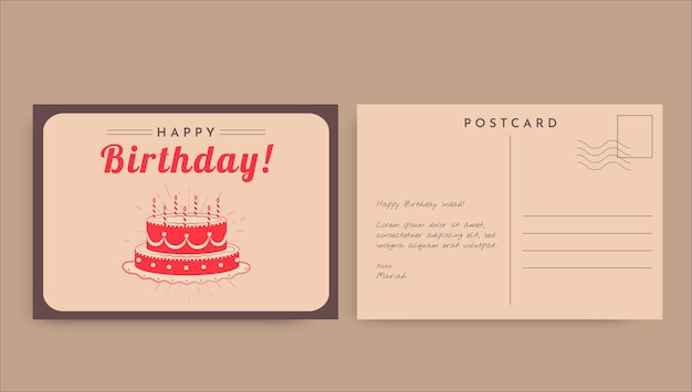 Vintage indah birthday postcard