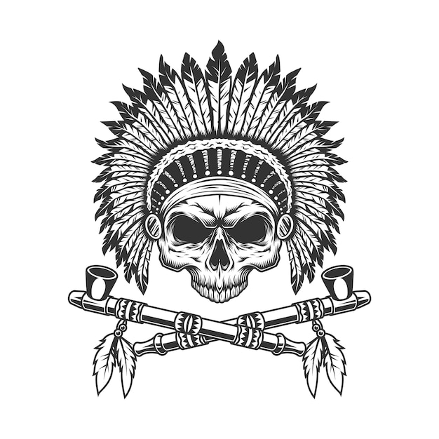 Vintage indian chief skull without jaw