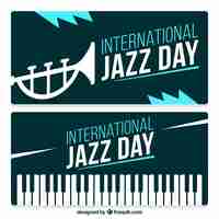 Free vector vintage international day of jazz banners