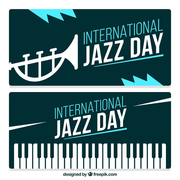 Vintage international day of jazz banners