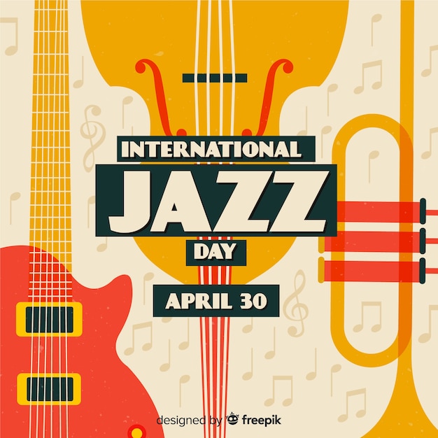 Free vector vintage international jazz day background