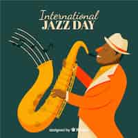 Бесплатное векторное изображение Старинный международный день джаза