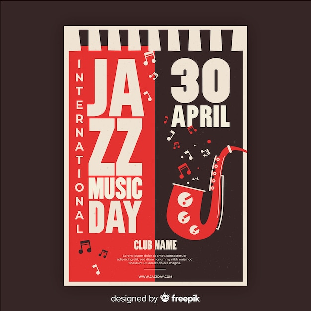 Vintage international jazz day poster template