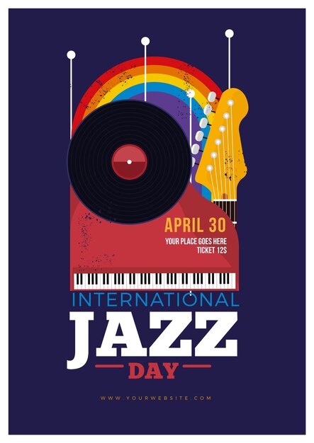 Vintage international jazz day poster template