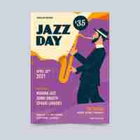 Free vector vintage international jazz day poster template