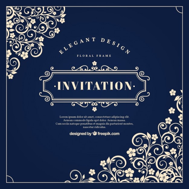 Free vector vintage invitation with floral ornaments