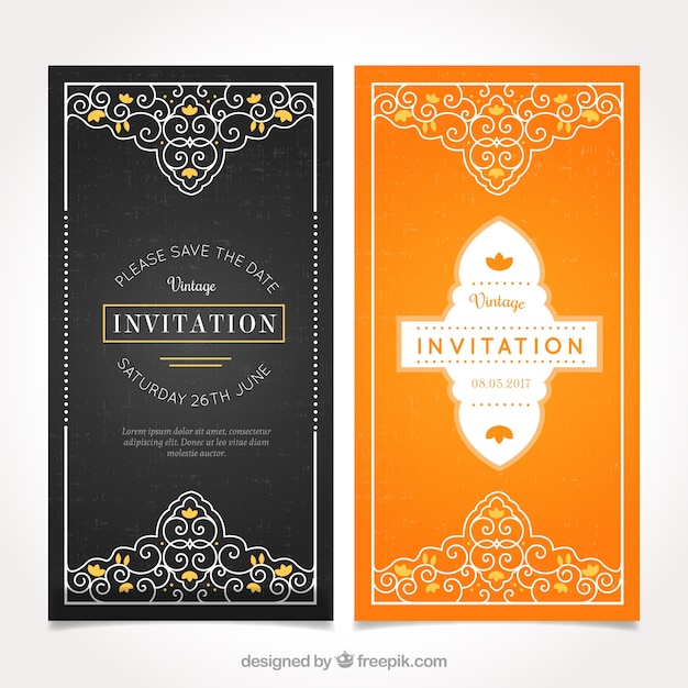 Free vector vintage invitations with ornaments