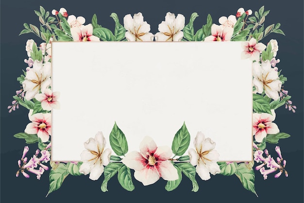 Free vector vintage japanese floral frame vector art print, remix from artworks by megata morikaga