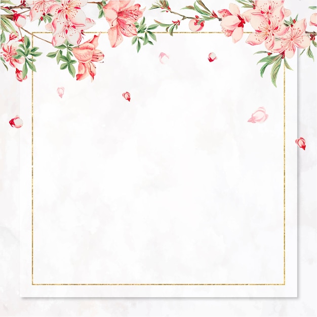 Vintage japanese frame vector peach blossom art print, remix from artworks by megata morikaga