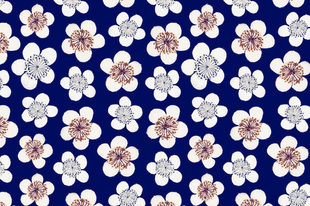 Vintage Japanese seamless plum blossom pattern, remix of artwork by Watanabe Seitei