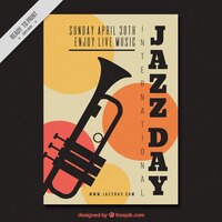 Vintage jazz brochure with trumpet and circles