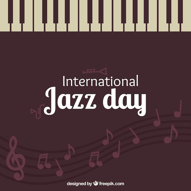 Free vector vintage jazz day background with piano keys