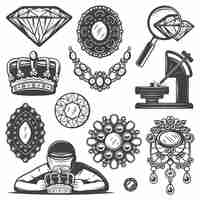 Free vector vintage jewelry repair service elements set