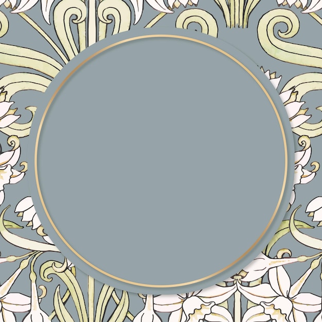 Бесплатное векторное изображение Урожай жонкиль цветок вектор элемент дизайна рамки