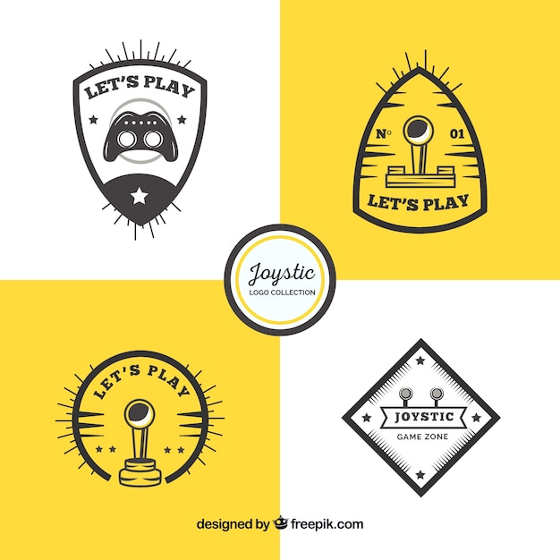 Vintage joystick logo template collection