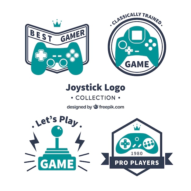 Vettore gratuito collezione di modelli vintage logo joystick