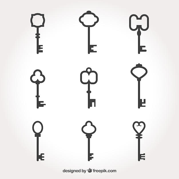 Бесплатное векторное изображение Винтажная коллекция ключей