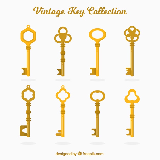 Vettore gratuito collezione di chiavi d'epoca