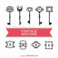 Free vector vintage keys and locks set